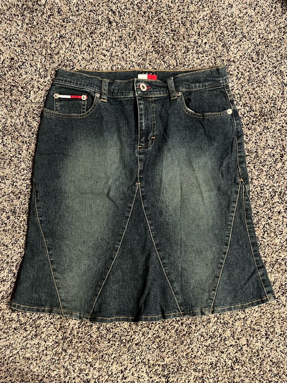 Tommy Hilfiger Dark Blue Denim Midi Skirt